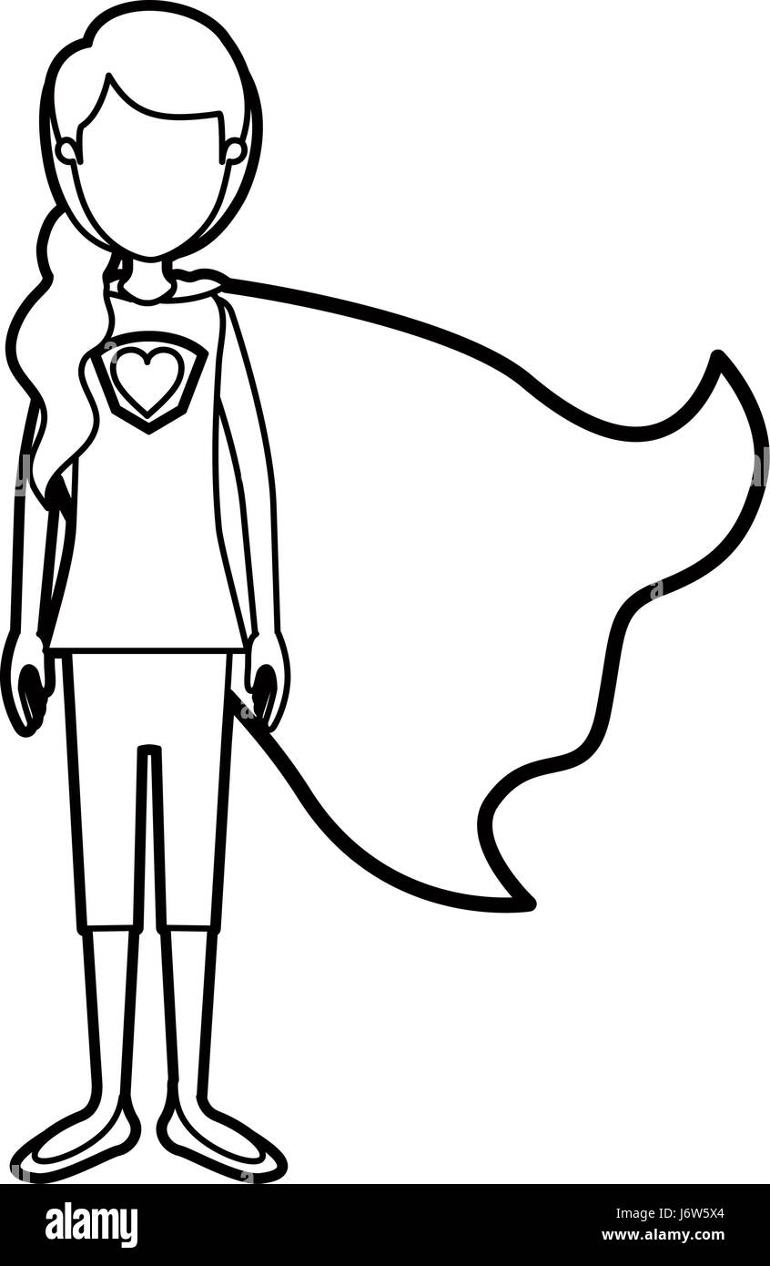 pics Superhero Cartoon Images Black And White https www alamy com stock photo caricature thick contour faceless full body super hero woman with 141924332 html