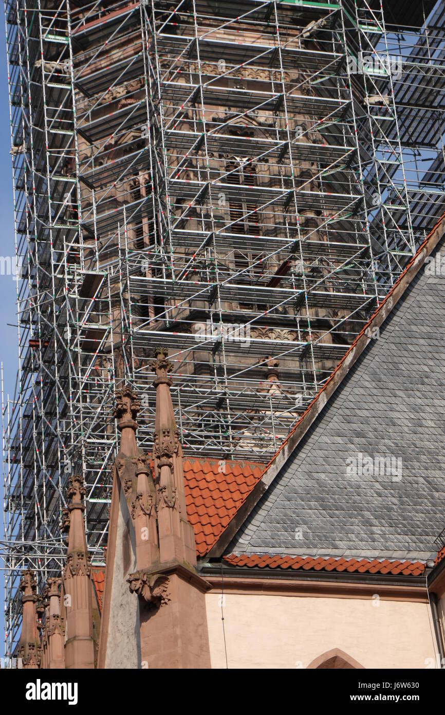 scaffolding at the st. jacobi church in g Stock Photo