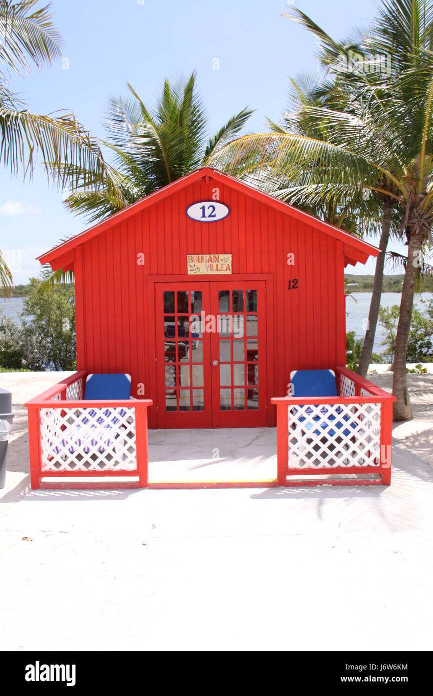 colorful beach hut in the bahamas Stock Photo