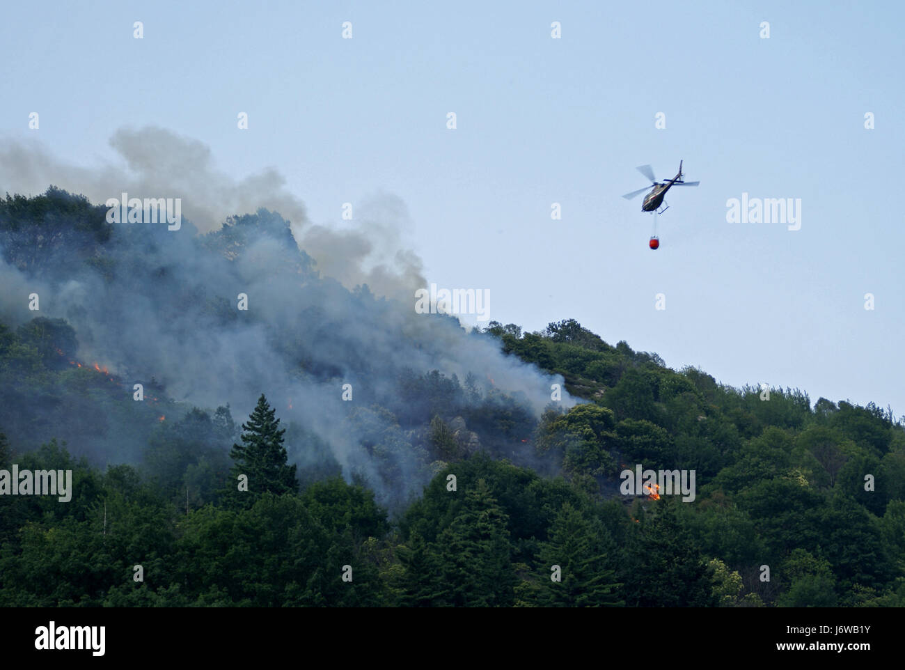 forest fire in ticino Stock Photo