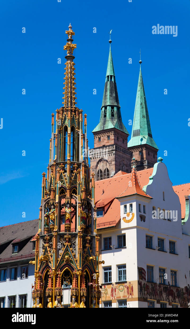 nuremberg landmarks (beautiful fountain Stock Photo Alamy
