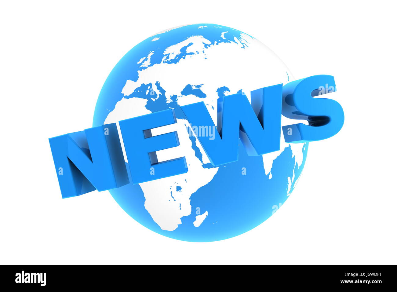 blue word news glossy message globe planet earth world graphic conspicuous Stock Photo