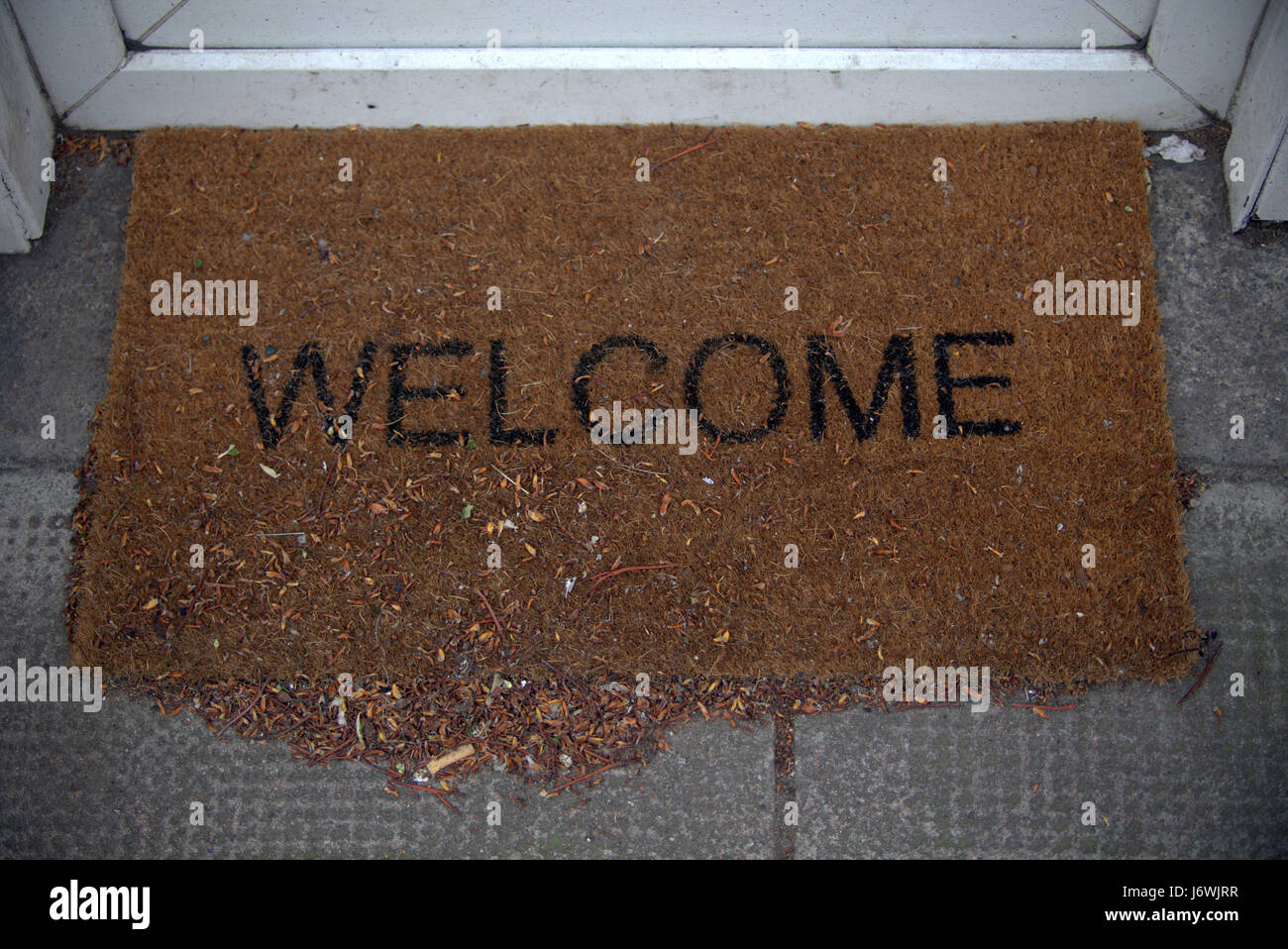 welcome mat dusty Stock Photo