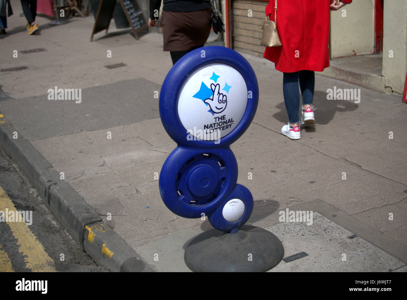 the national lottery sign on the street lotto Stock Photo