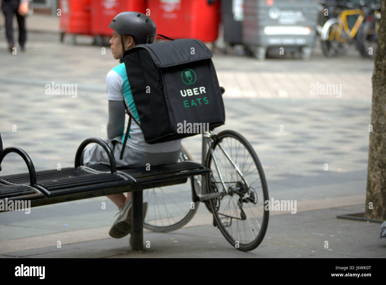 bicycle bike delivery Uber eats Stock 