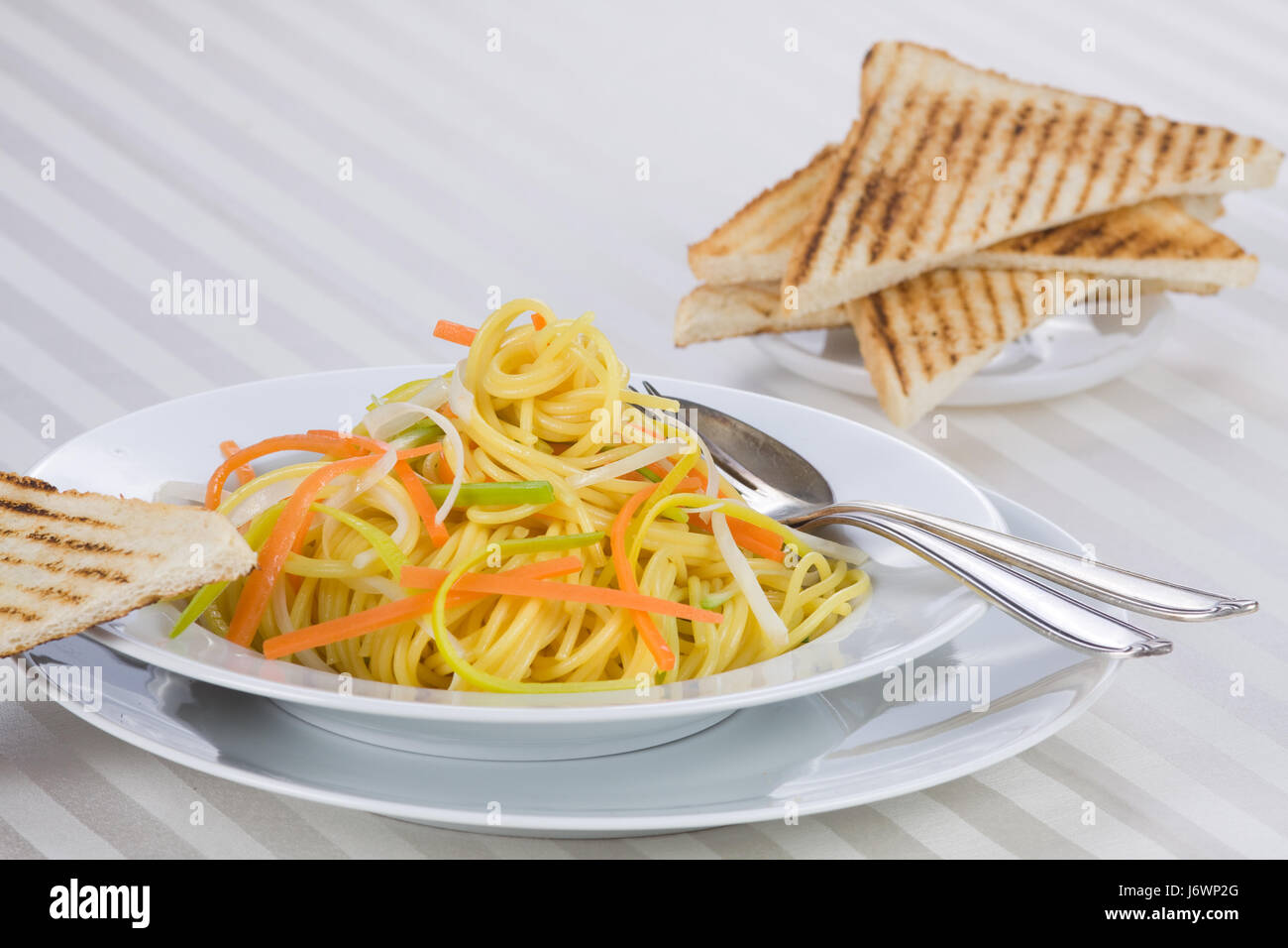 noodles and toast Stock Photo - Alamy