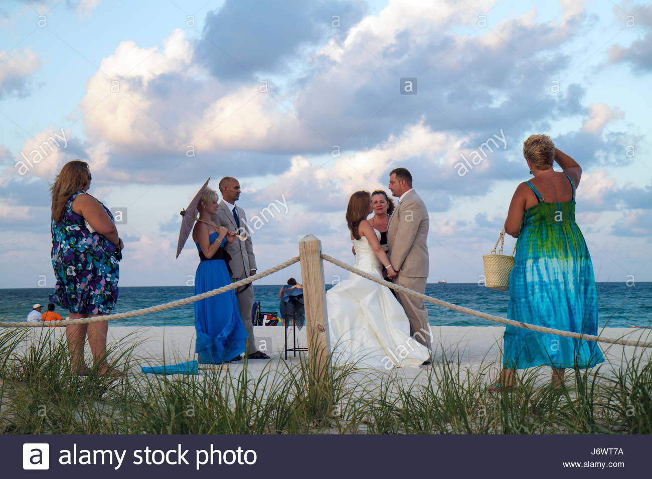Miami Beach Florida South Pointe Park Wedding Ceremony Public Beach