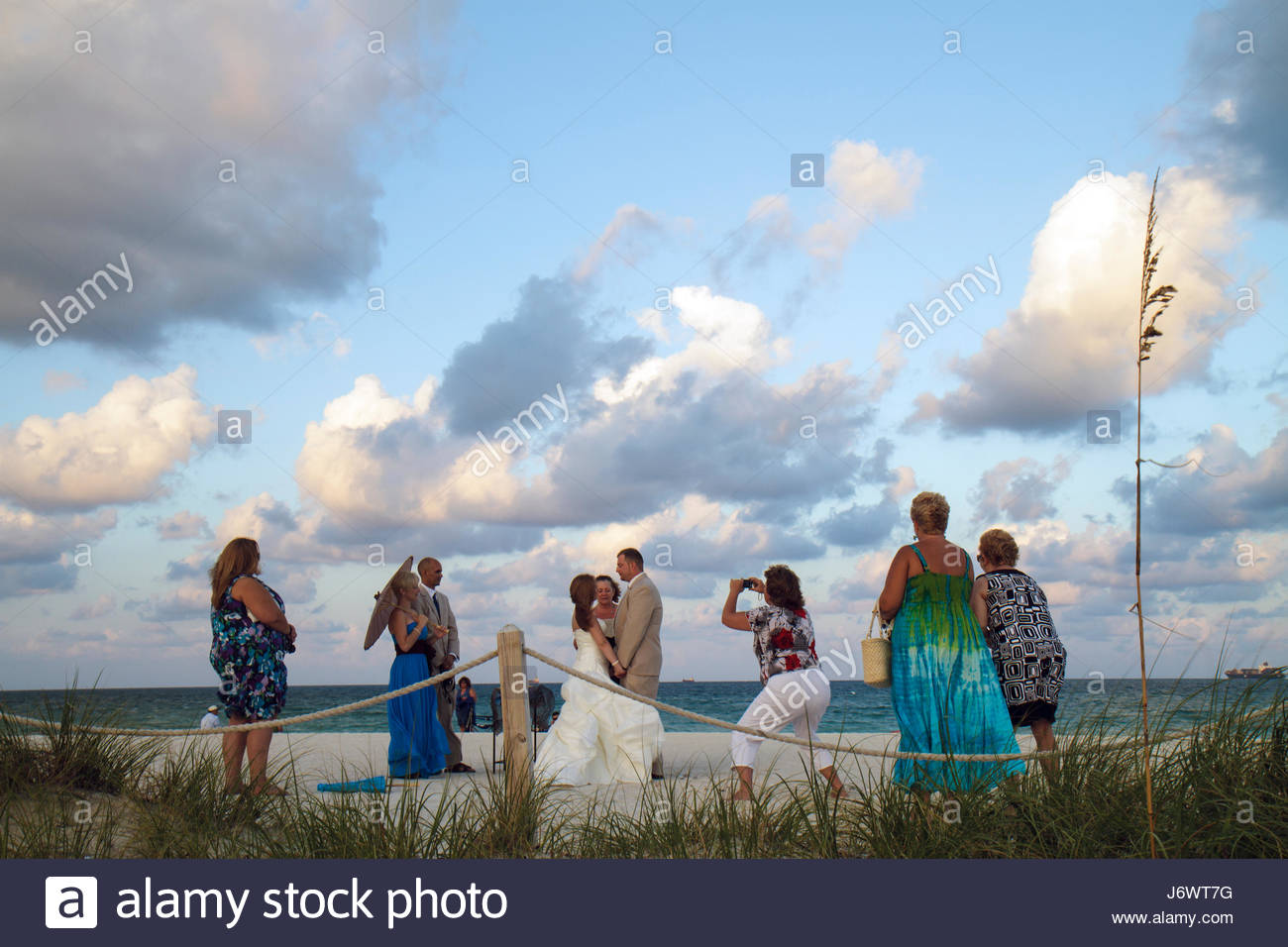 Miami Beach Florida South Pointe Park Wedding Ceremony Public Beach