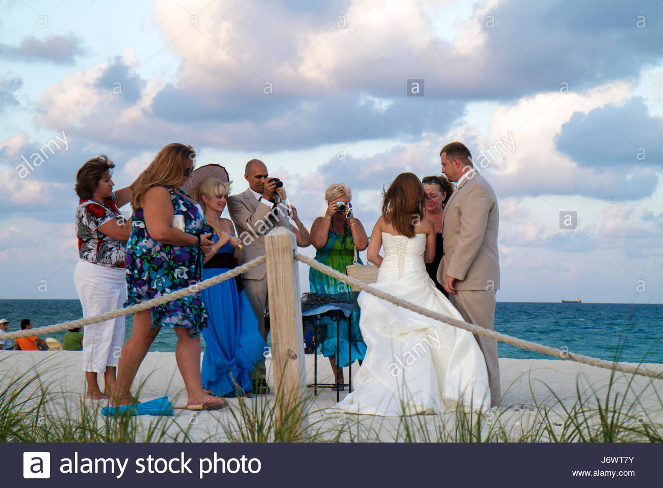 Miami Beach Florida South Pointe Park Wedding Ceremony Public Beach