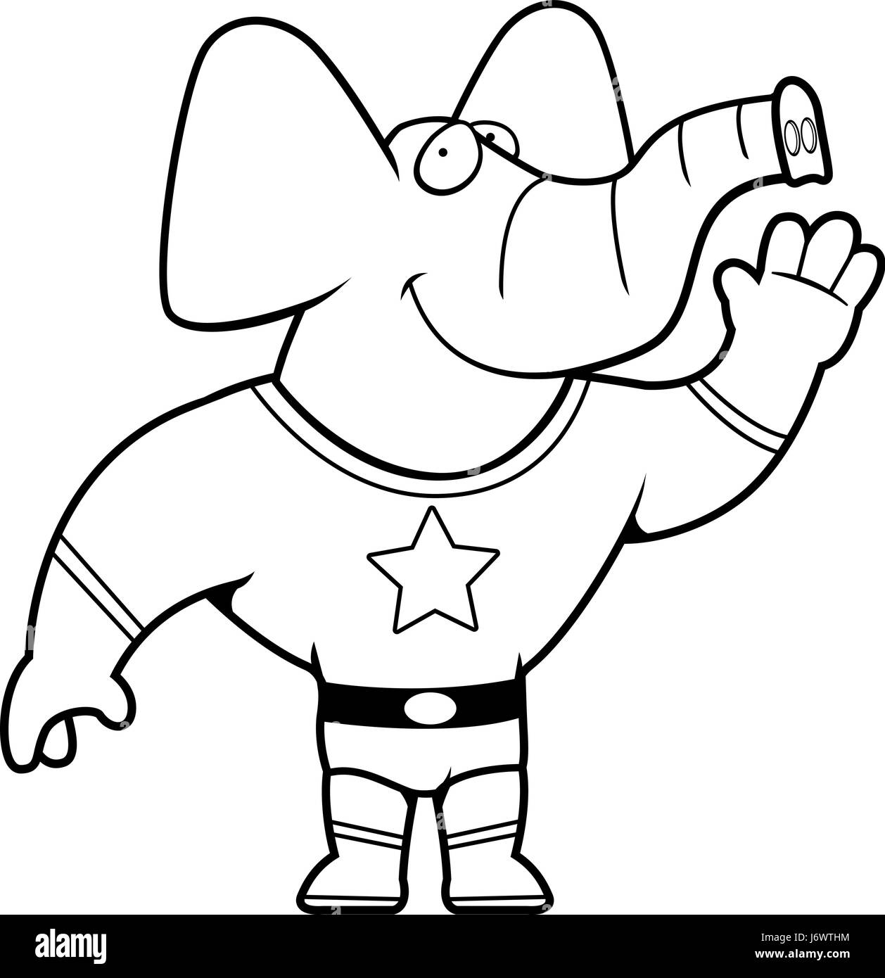 A happy cartoon superhero elephant in a costume Stock Vector Image & Art -  Alamy