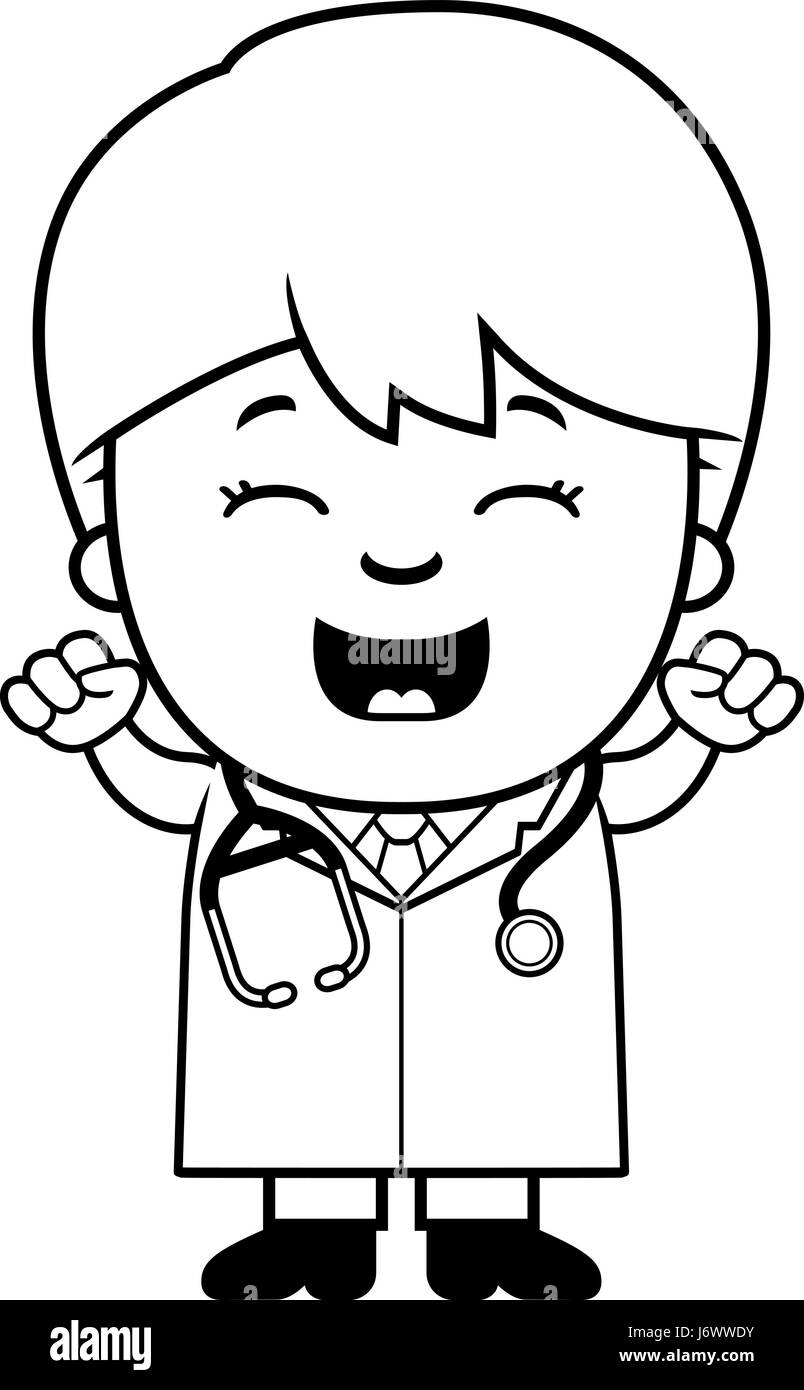 A cartoon illustration of a child doctor celebrating Stock Vector Image ...