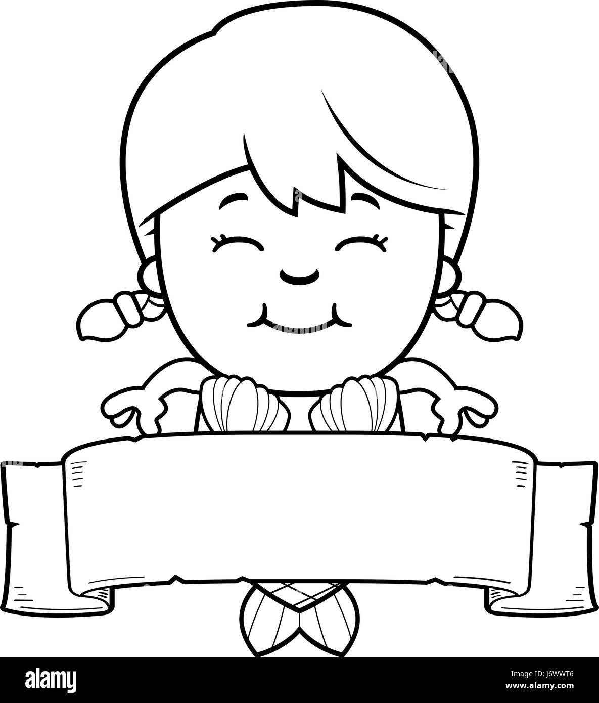 A cartoon illustration of a mermaid girl with a banner Stock Vector ...