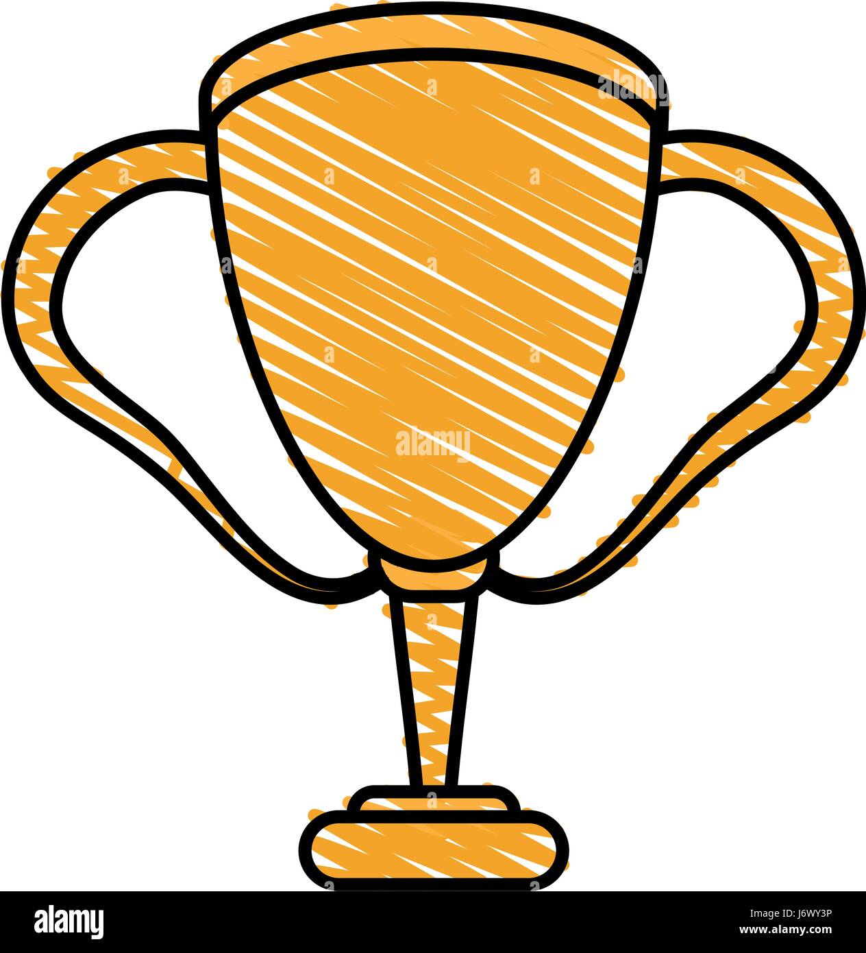 color crayon stripe cartoon golden cup trophy with double handles Stock