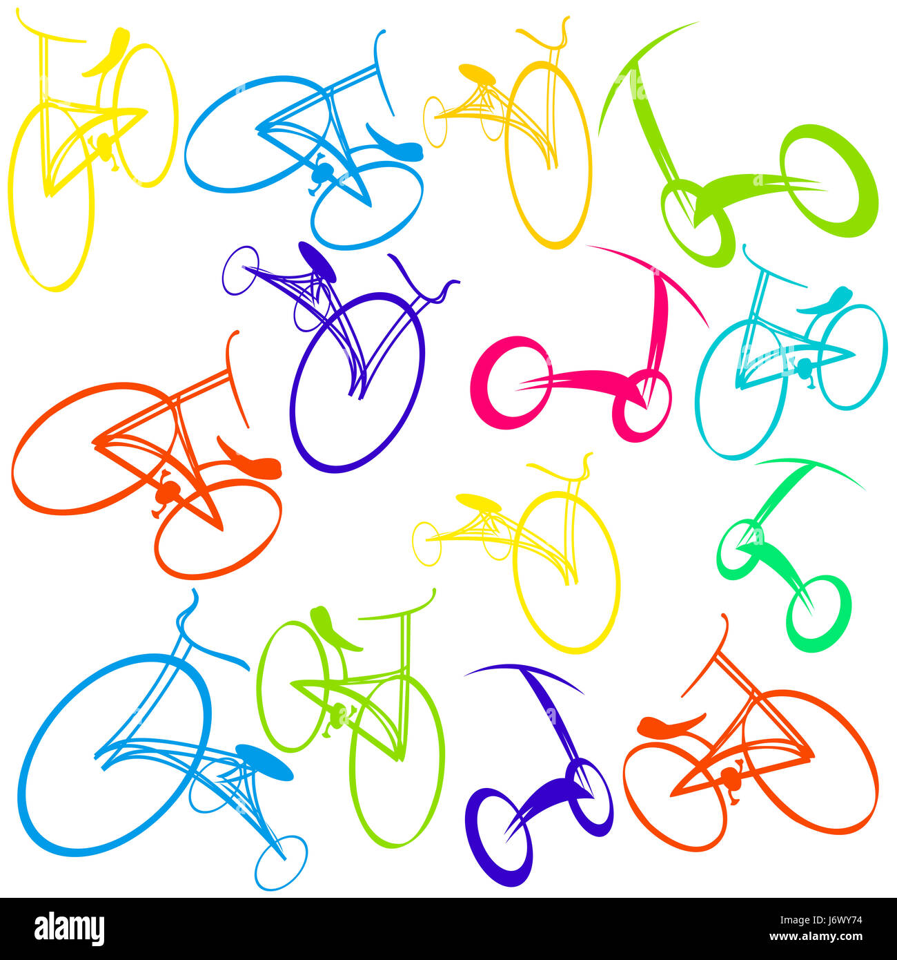 art cartoon bike bicycle cycle backdrop background immature infantile childish Stock Photo