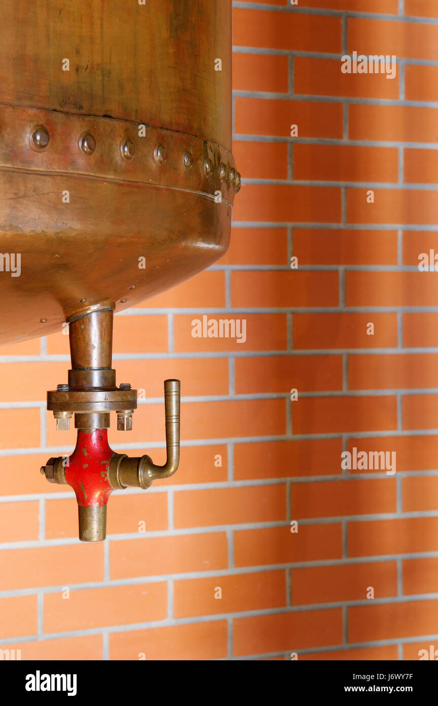 antique alcohol brass traditional copper still distillery winery inside