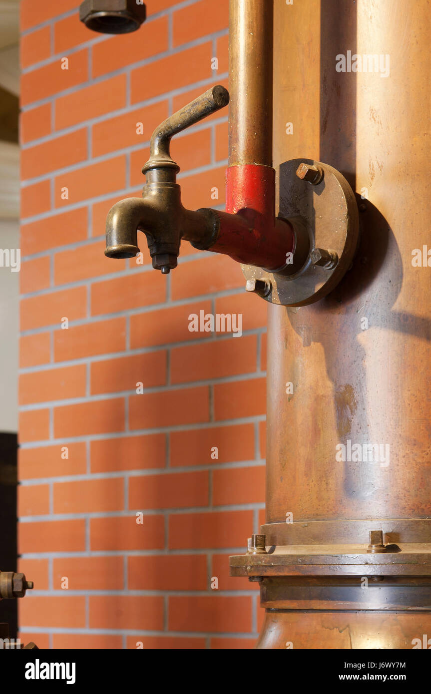antique alcohol brass traditional copper still distillery winery inside