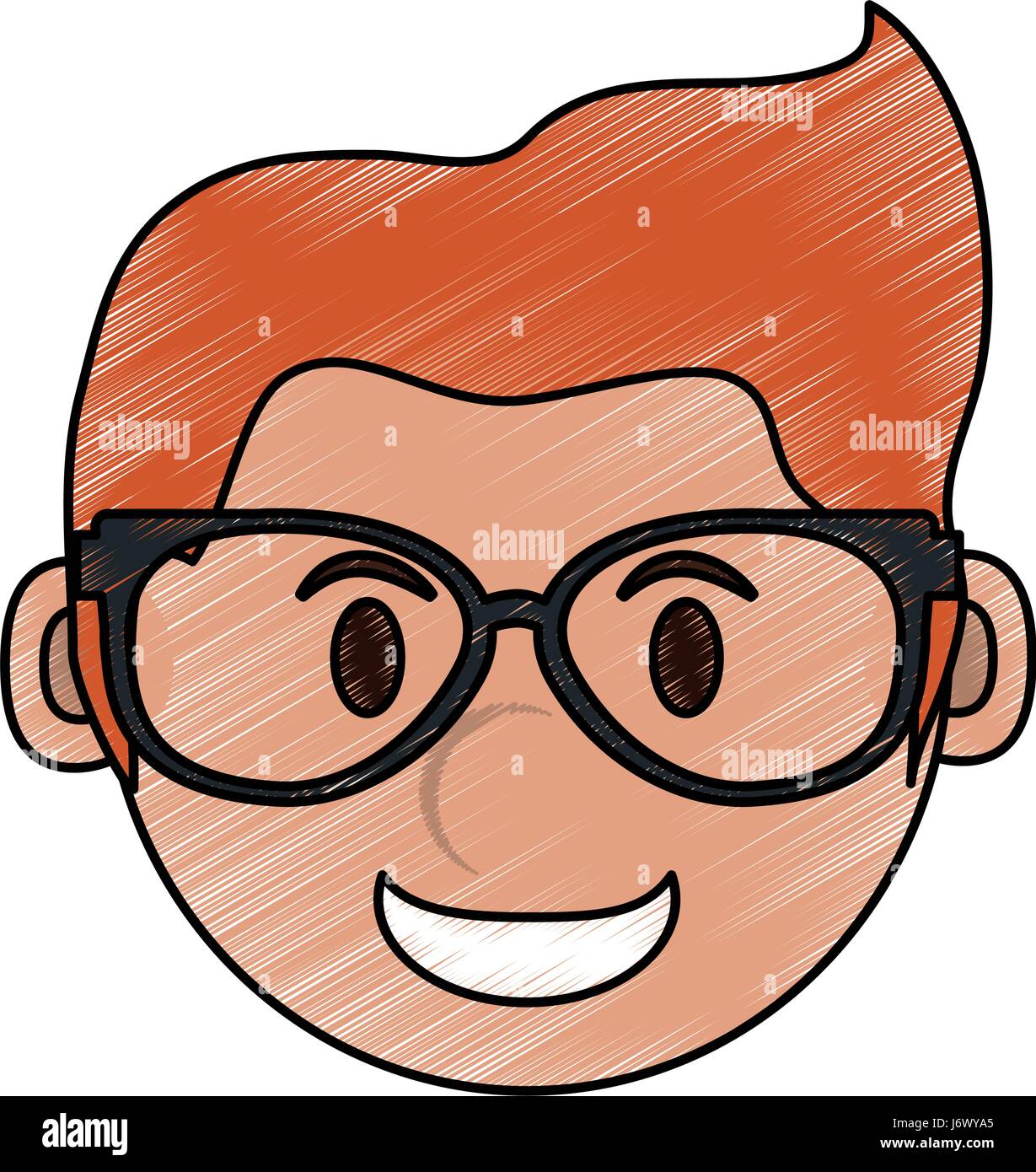 color pencil cartoon face smiling man with glasses Stock Vector Image