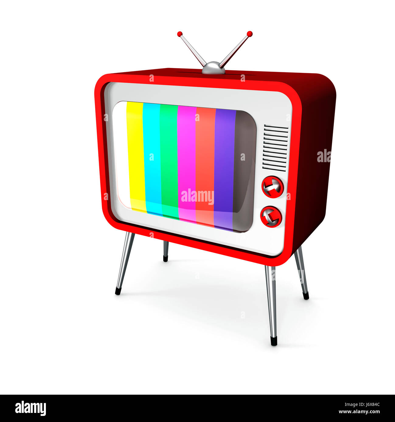 television tv televisions retro broadcast broadcasting red entertainment Stock Photo
