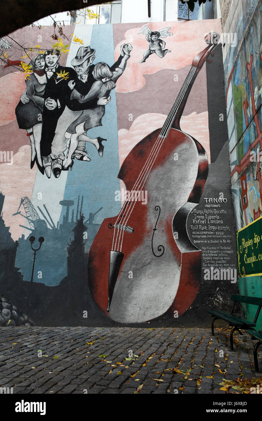 Tango graffiti or street art in Monserrat. Buenos Aires, Argentina. Stock Photo