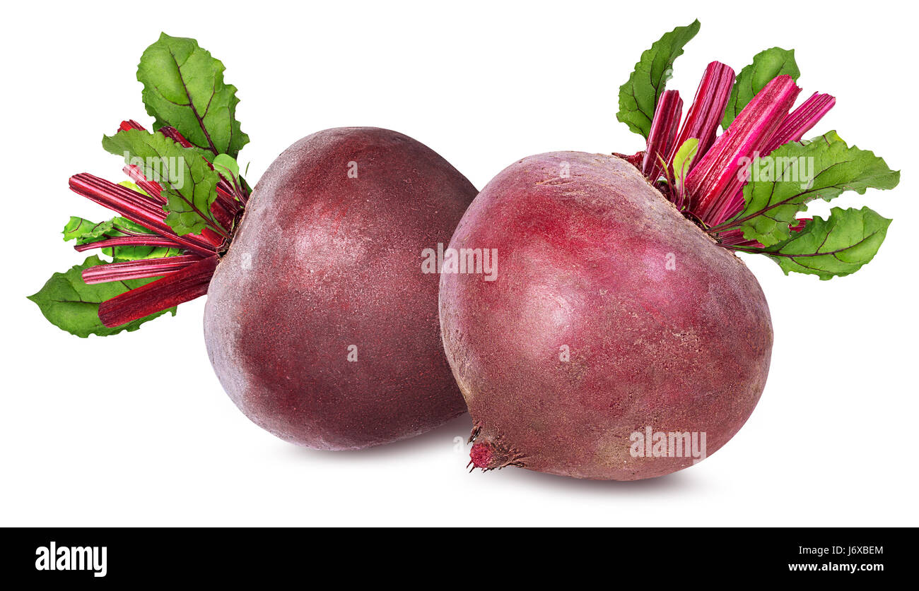 Beetroot with leaves isolated on white Stock Photo