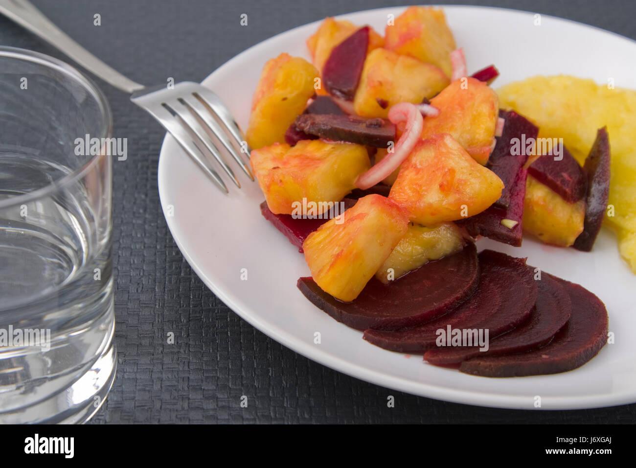 beds vegetable pineapple african vegetarian red salad healthy food aliment Stock Photo
