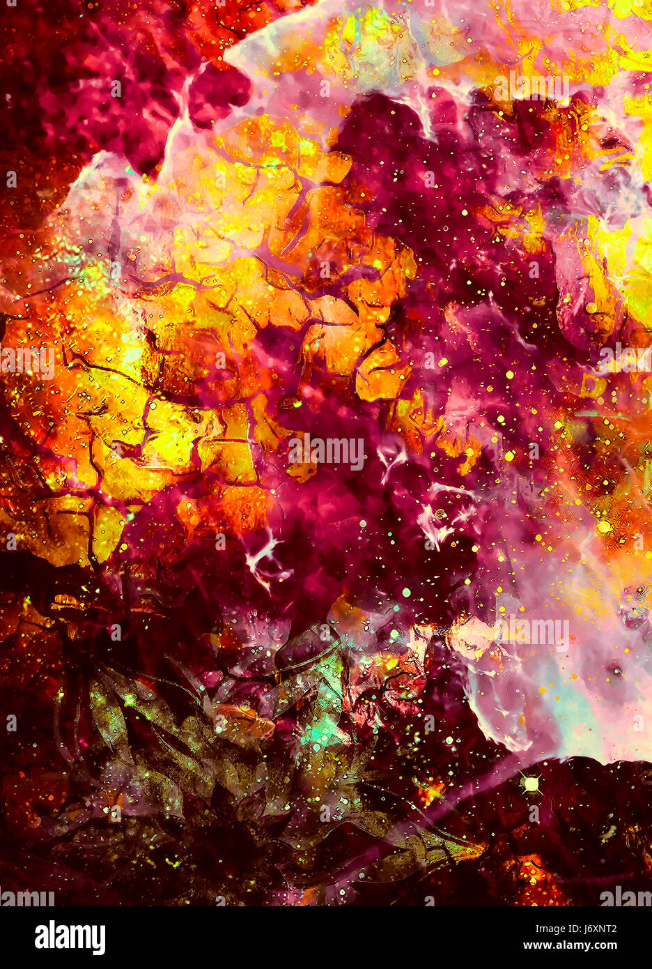 Cosmic space and stars, color cosmic abstract background. Fire effect ...