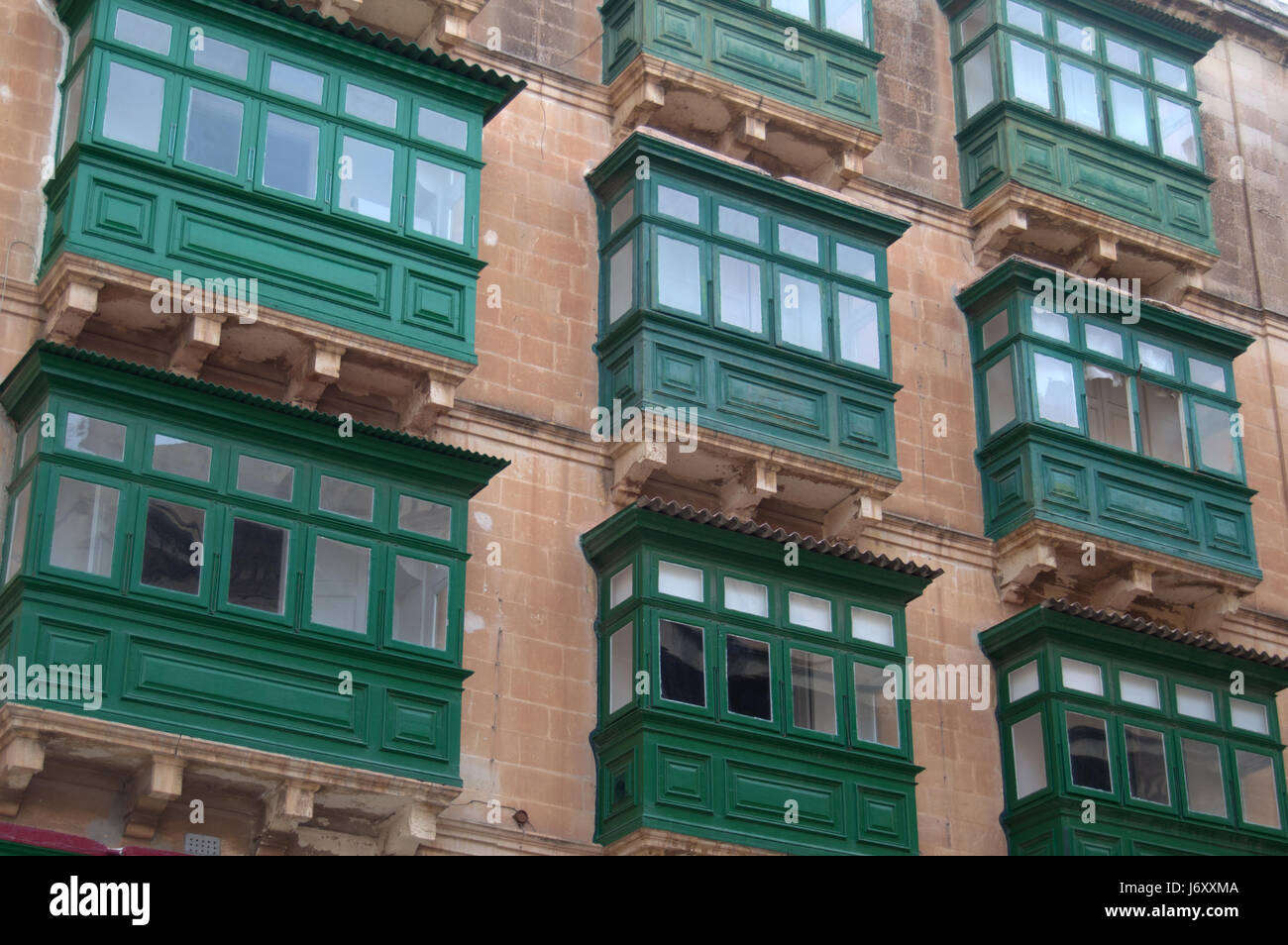 Traditional window boxes in Valletta, Malta Stock Photo Alamy