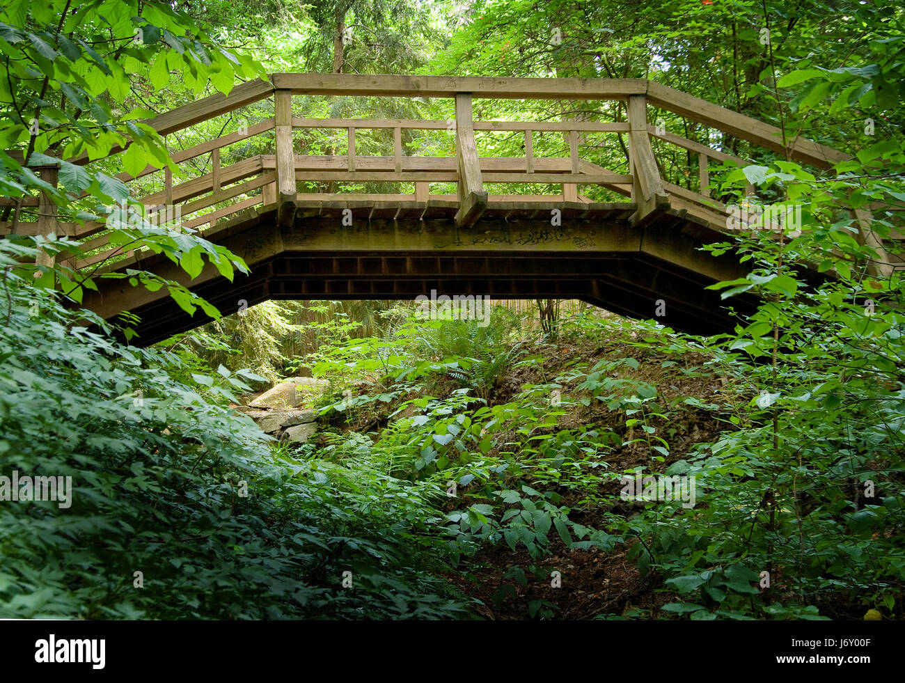 Rustic wooden bridge railing hi-res stock photography and images - Alamy