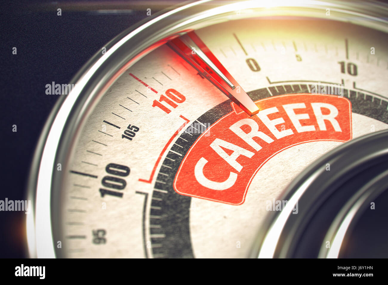 Career - Message on Conceptual Gauge with Red Needle. 3D. Stock Photo