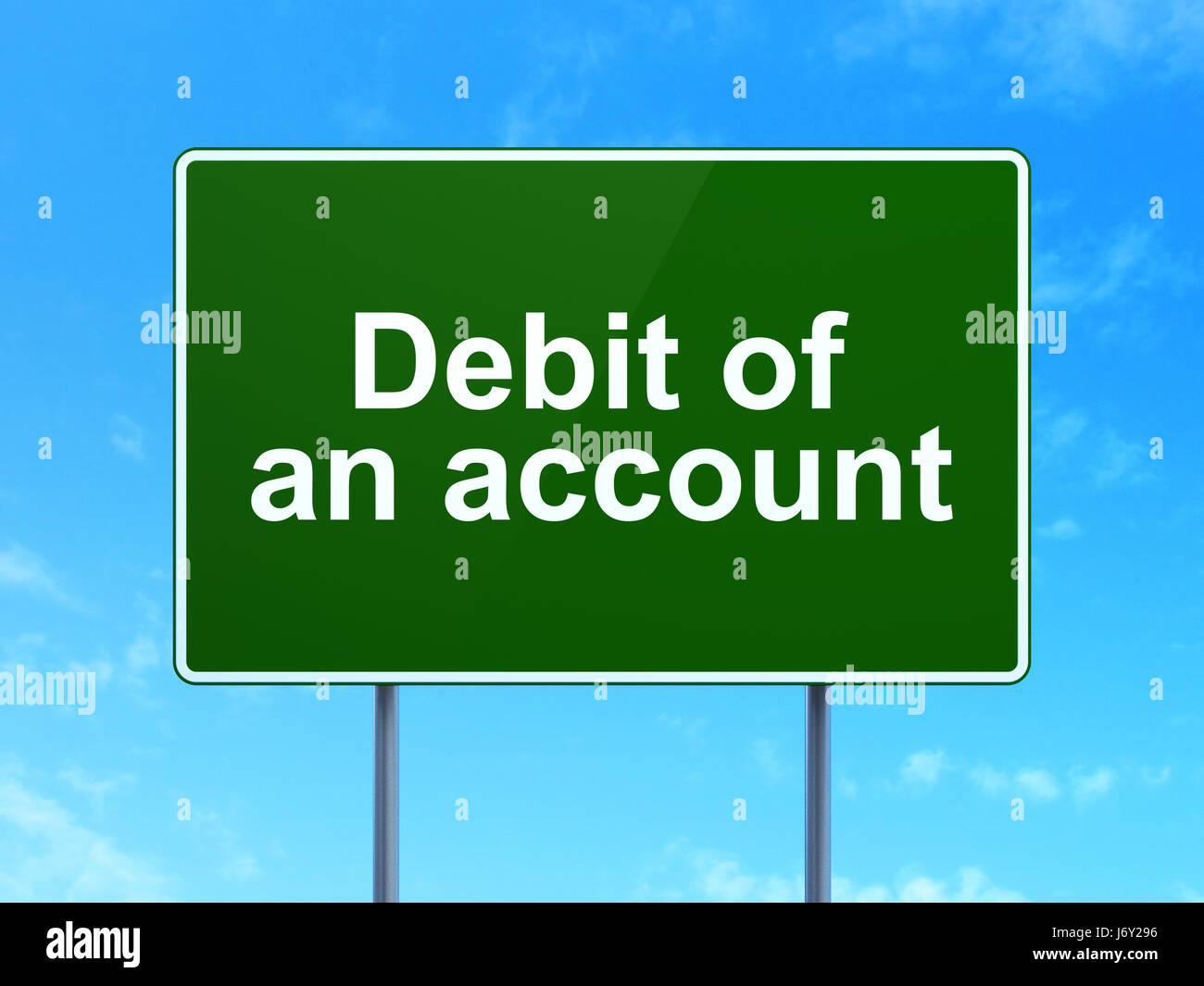 Money concept: Debit of An account on road sign background Stock Photo ...