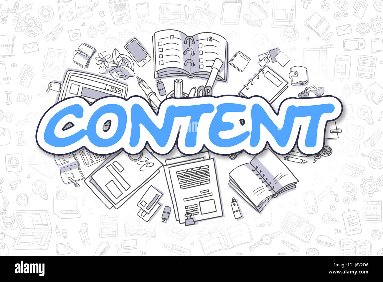 Content - Doodle Blue Word. Business Concept. Stock Photo