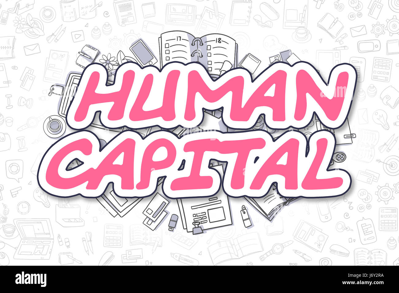 Human Capital - Cartoon Magenta Word. Business Concept. Stock Photo