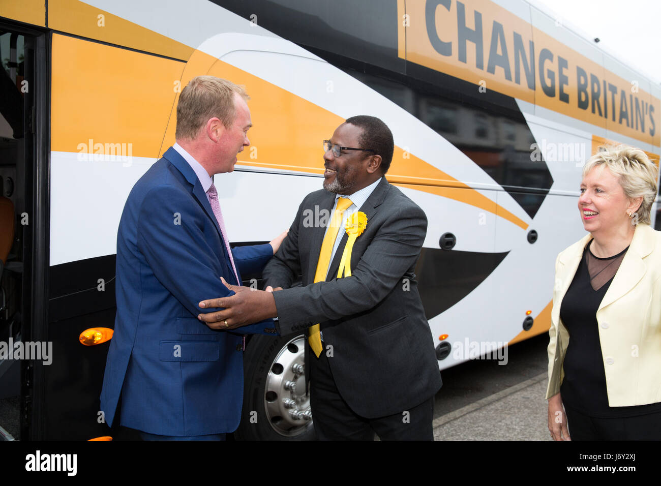 Liberal Democratic Tim Farron during a visit to Olton Solihull, West Midlands, UK Stock Photo