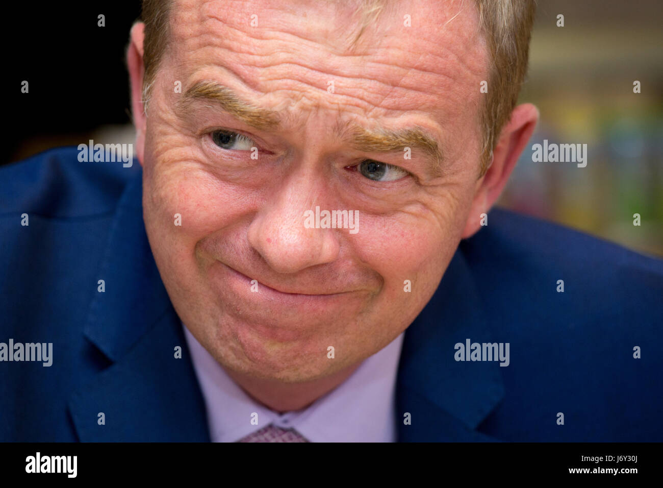 Liberal Democratic Tim Farron during a visit to Olton Solihull, West Midlands, UK Stock Photo