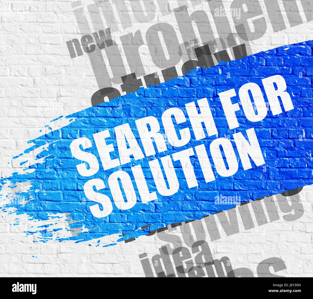 Search For Solution on the Brickwall. Stock Photo
