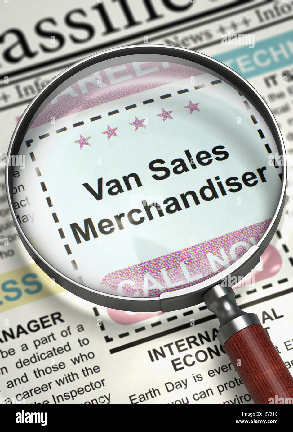 Job Opening Van Sales Merchandiser. 3D. Stock Photo
