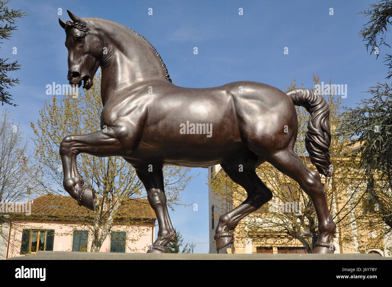 horse sculpture of da vinci italy Stock Photo