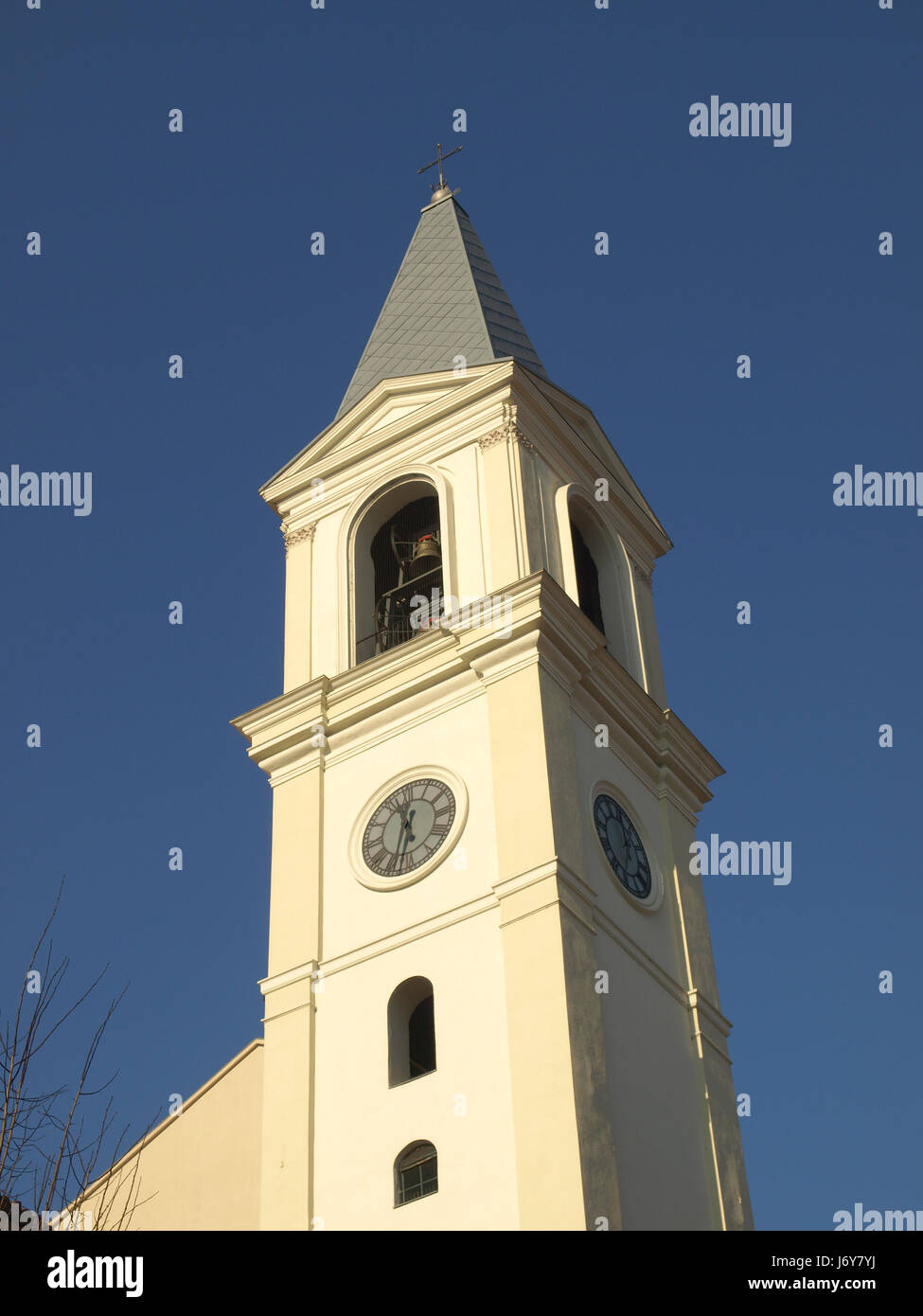 tower church cathedral steeple bell belfry blue tower religion church cathedral Stock Photo