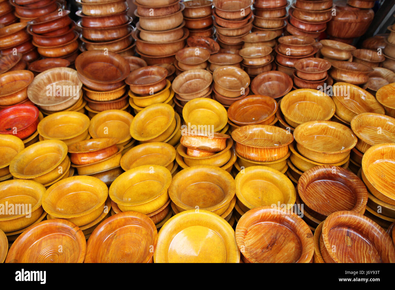 tibetan wooden bowls Stock Photo