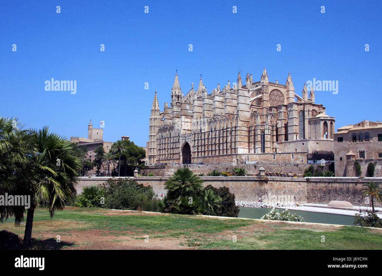 religion church cathedral spain christianity blue tower religion religious Stock Photo