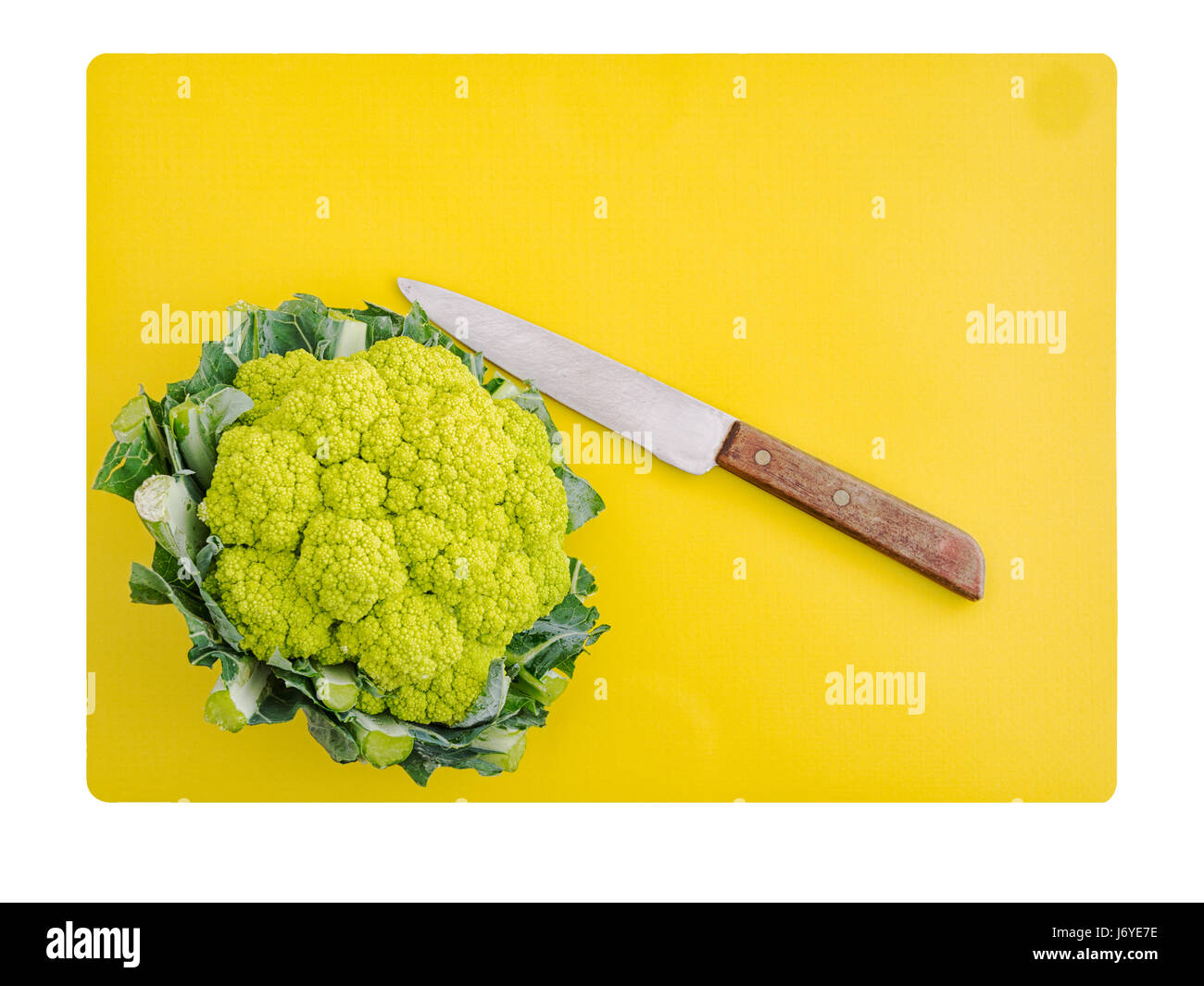 Green cauliflower. Healthy vegetable high in vitamins, minerals and micro nutrients. Stock Photo