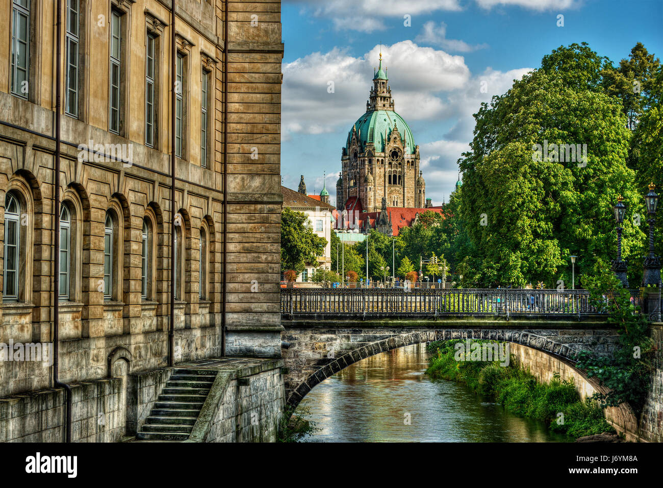 Town Hall and cityscape, Hanover, Lower Saxony, Germany Stock Photo