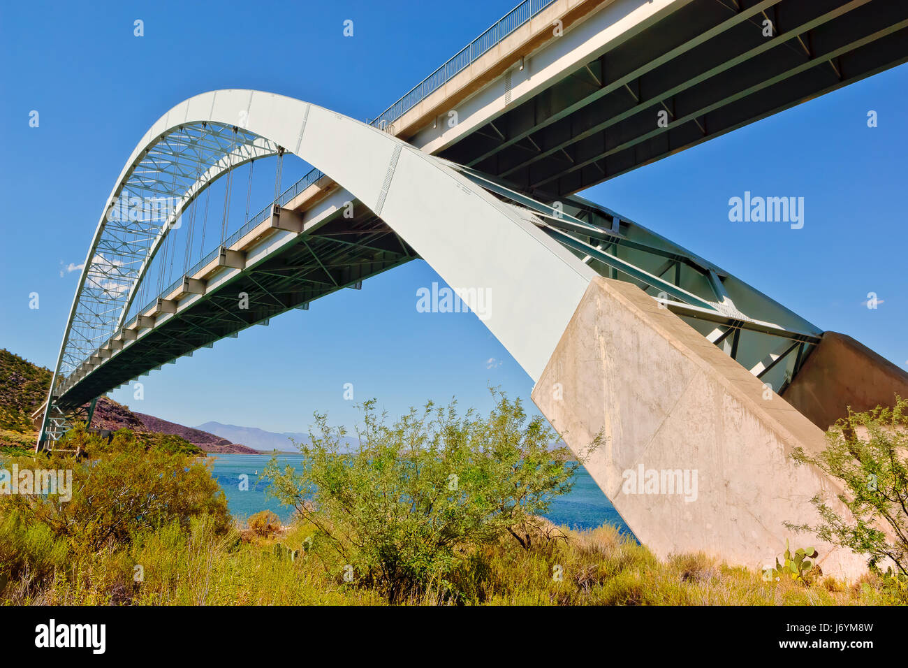 Roosevelt Lake Bridge,  Arizona, USA Stock Photo