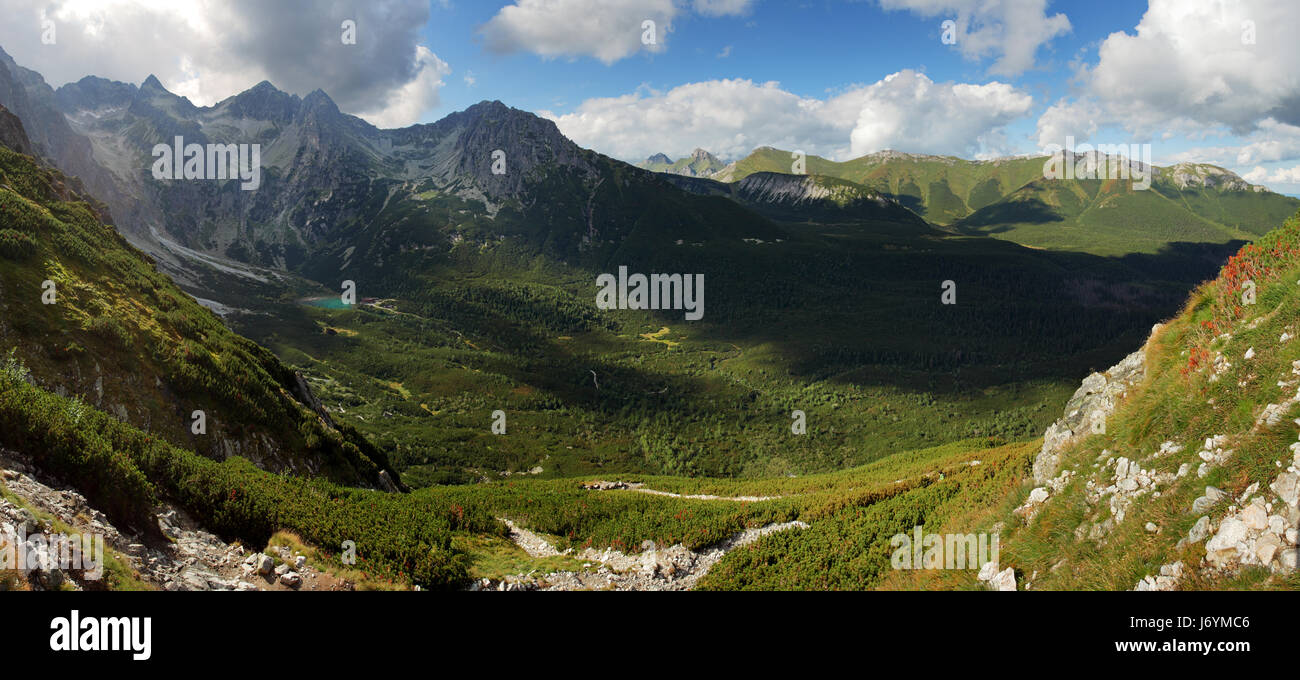 Green moutain with valley, Slovakia, Tatras Stock Photo