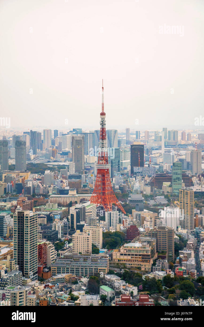 Tokyo Tower and city skyline, Tokyo, Japan Stock Photo