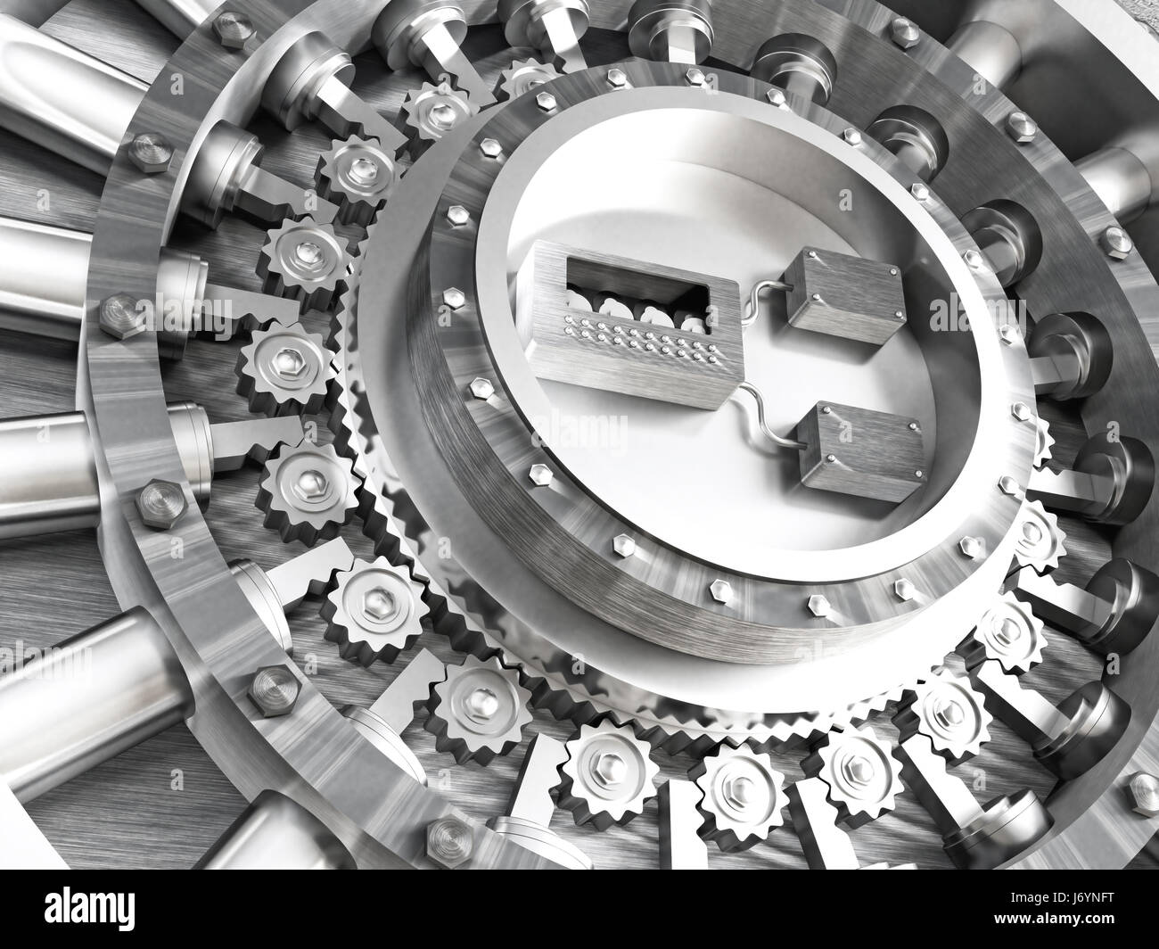 steel classic vault bank door 3d rendering image Stock Photo