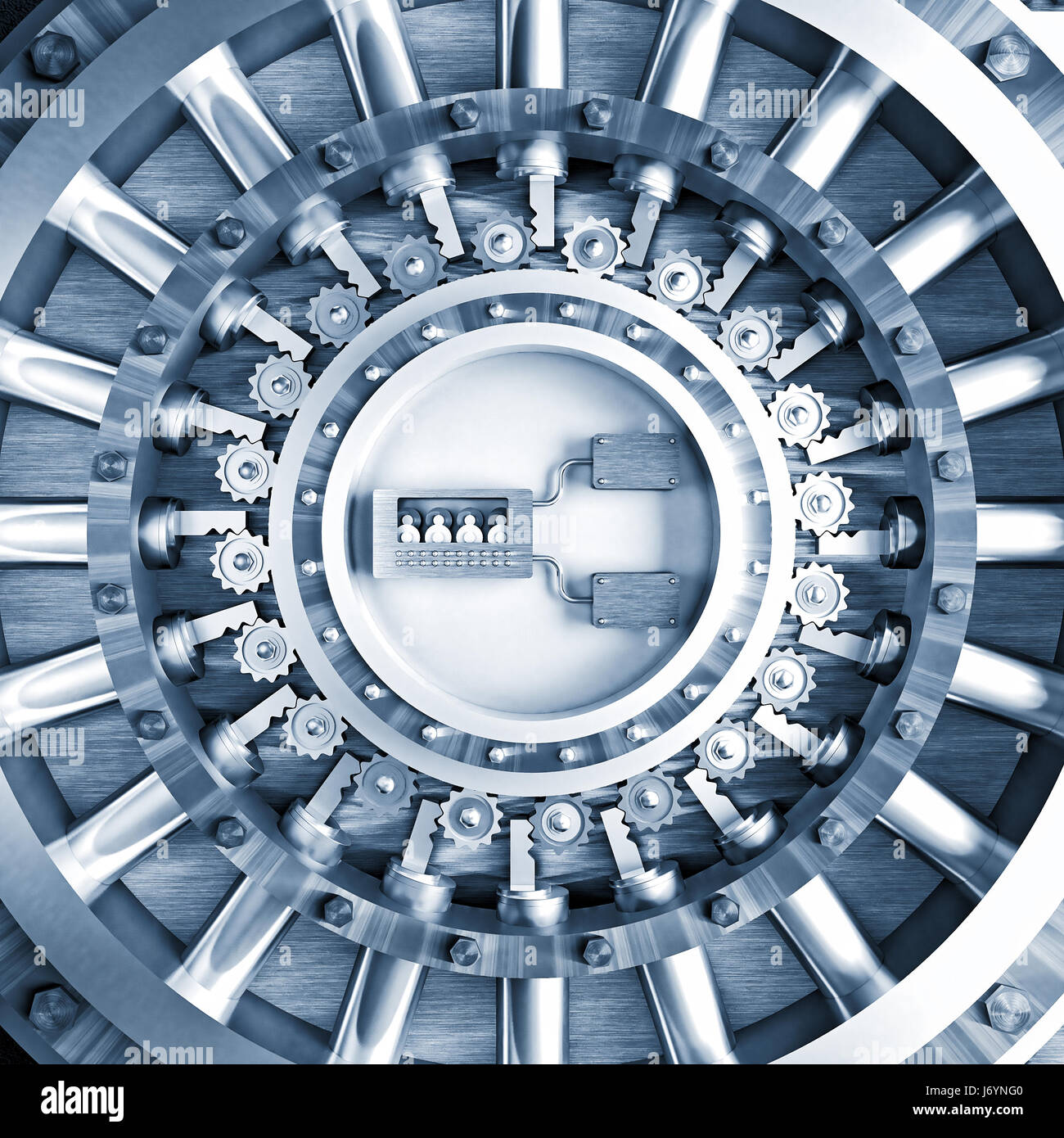 steel classic vault bank door 3d rendering image Stock Photo