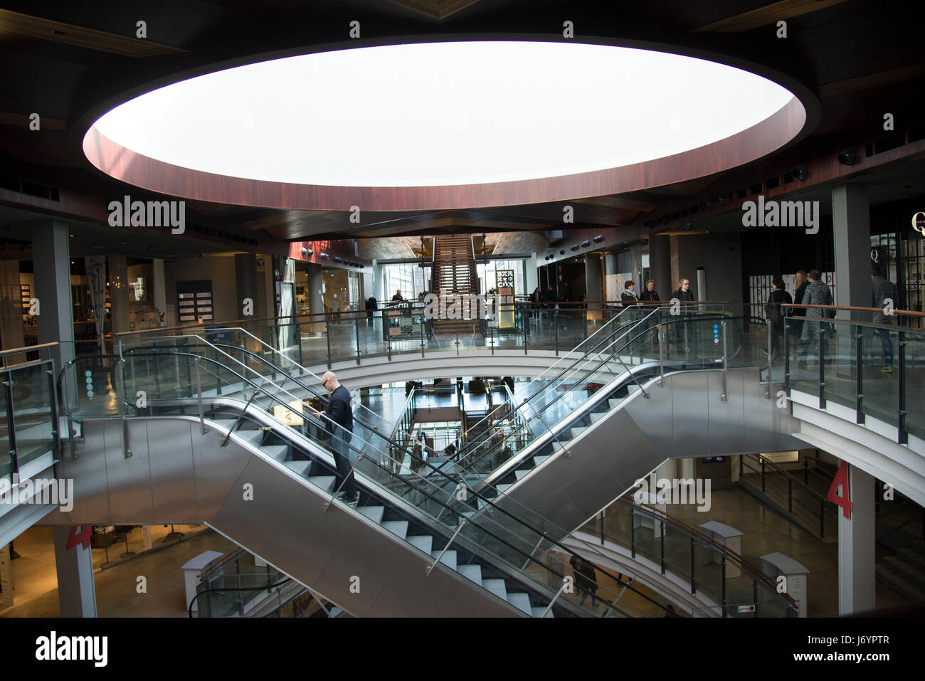 The new restaurant concept on the 5th floor in Kamppi shopping center . Area is called Kortteli (Block), which includes 11 restaurants with different cuisines. The Kamppi in the center of Helsinki. Stock Photo