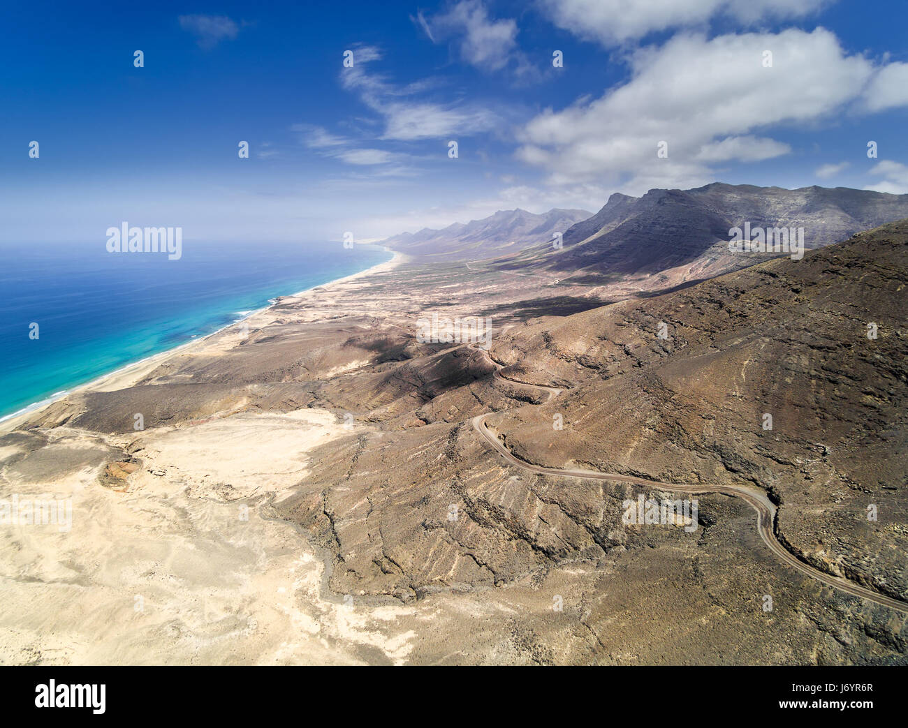 Aerial view of Jandia peninsula, Fuerteventura, Canary Islands, Spain Stock Photo