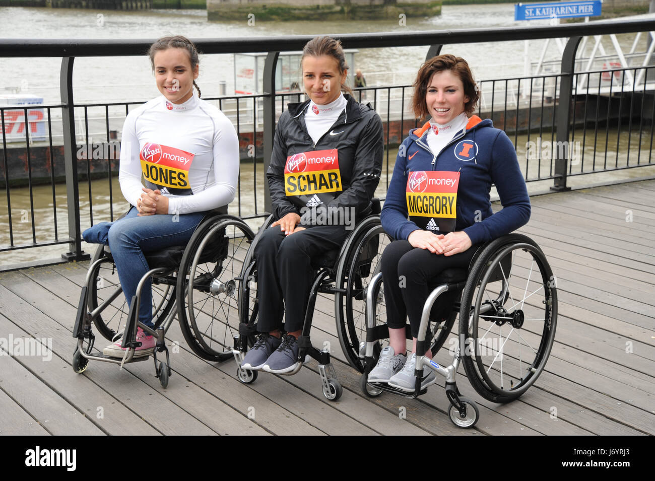 London Marathon 2017 - Elite Wheelchair Athletes - Photocall  Featuring: Jade Jones, Manuela Schar, Amanda McGrory Where: London, United Kingdom When: 21 Apr 2017 Credit: WENN.com Stock Photo